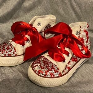 Bella Canvas Kids Sneakers with Red and White Beads